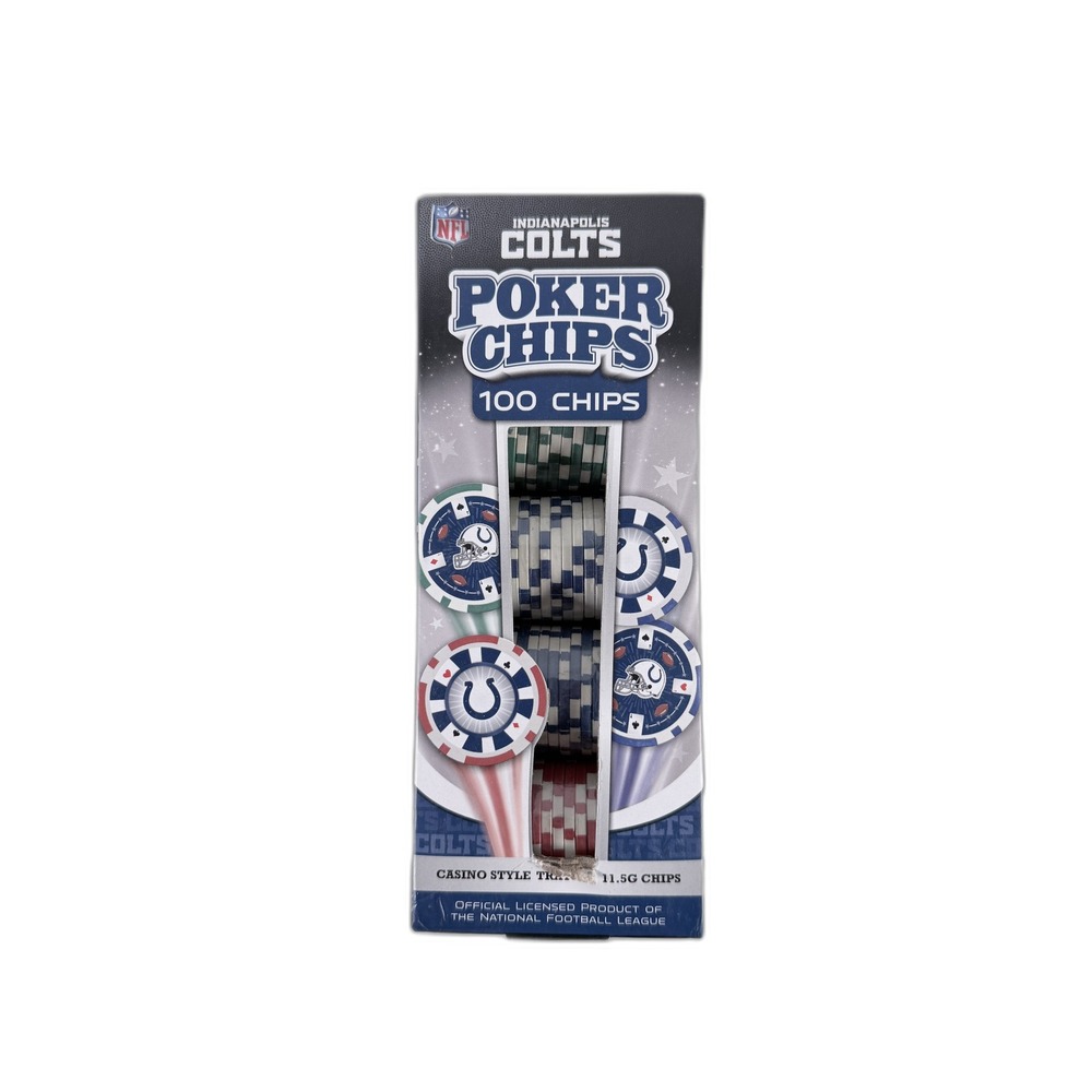NFL Indianapolis Colts Poker Chips Set 100 Casino Style 11.5g MasterPieces NEW